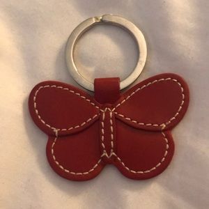 Coach red butterfly key chain